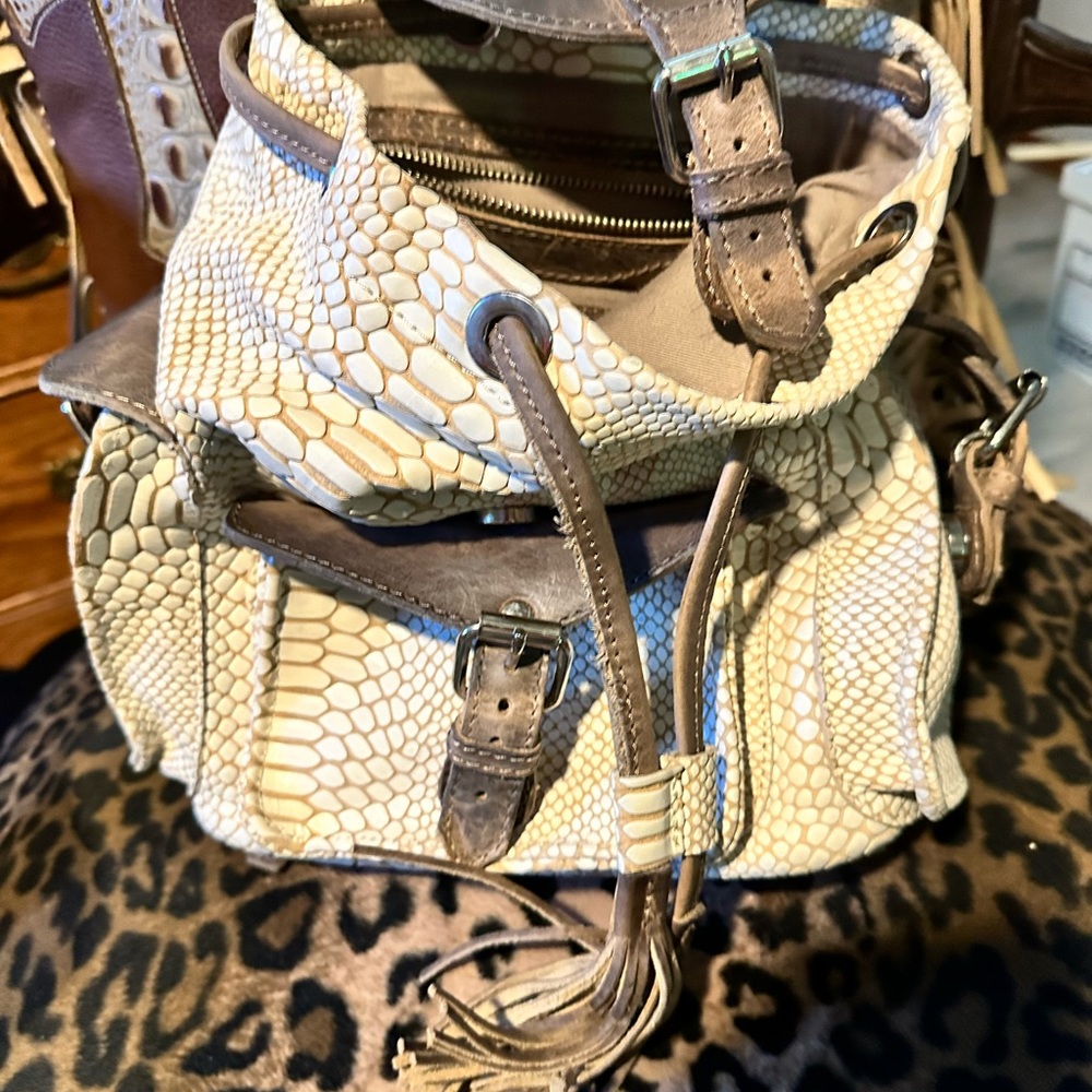 Freebird cream leather back pack style purse
